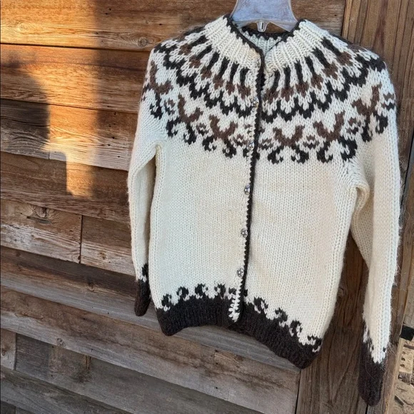 Vintage handmade chunky knit wooly cardigan angora? - Picture 3 of 7